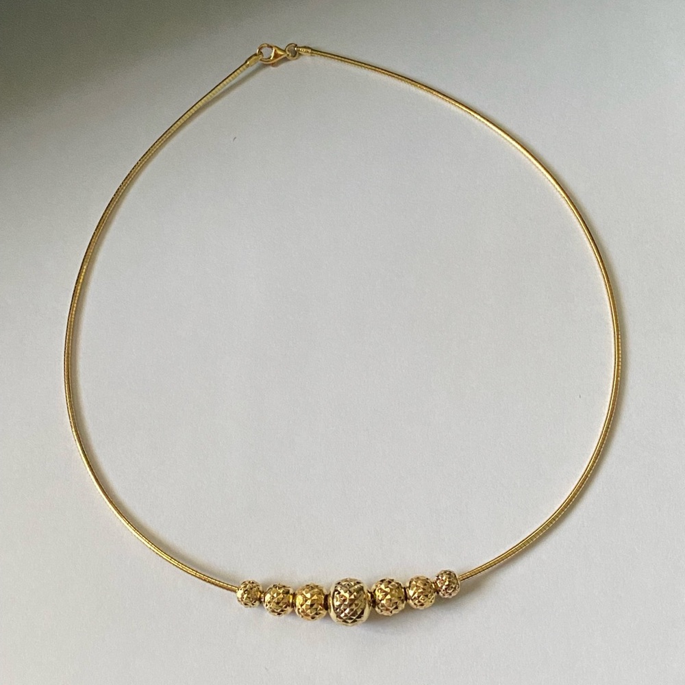 Sterling Silver 925 ITAOR Italy Yellow Gold Overlay Graduated Ball Bead Necklace